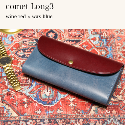 MINCHO-EN-2026-07-30|7674101334171|46753748058267|comet Long3|wine red|wax blue 本革財布・革小物 しぜんのしるし