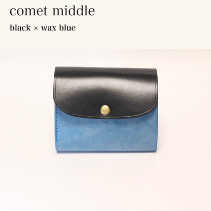 MINCHO-EN-2026-07-30|8438069461147|46753750188187|comet middle|black|wax blue 本革財布・革小物 しぜんのしるし