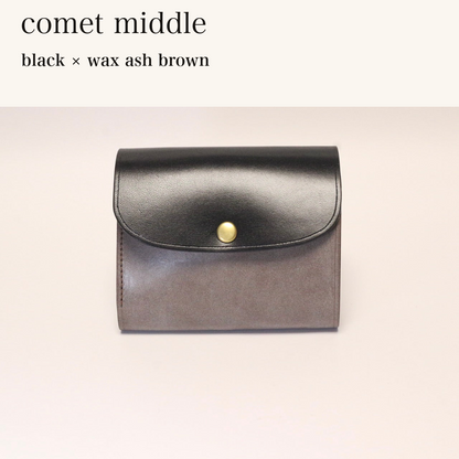 MINCHO-EN-2026-07-30|8438069461147|46753750253723|comet middle|black|wax ash brown 本革財布・革小物 しぜんのしるし