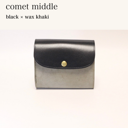 MINCHO-EN-2026-07-30|8438069461147|46753750286491|comet middle|black|wax khaki 本革財布・革小物 しぜんのしるし