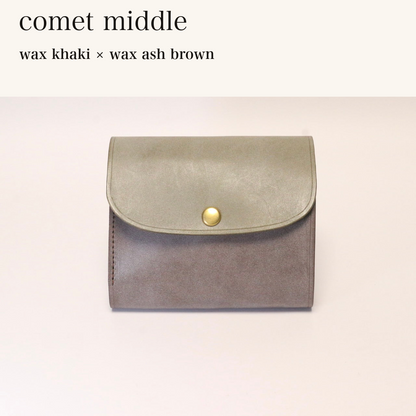 MINCHO-EN-2026-07-30|8438069461147|46753752088731|comet middle|wax khaki|wax ash brown 本革財布・革小物 しぜんのしるし