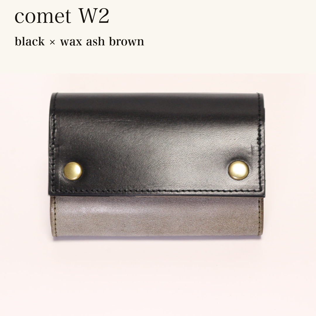 MINCHO-EN-2026-07-30|7826826592411|46753758773403|comet W2|black|wax ash brown 本革財布・革小物 しぜんのしるし