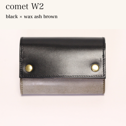 MINCHO-EN-2026-07-30|7826826592411|46753758773403|comet W2|black|wax ash brown 本革財布・革小物 しぜんのしるし