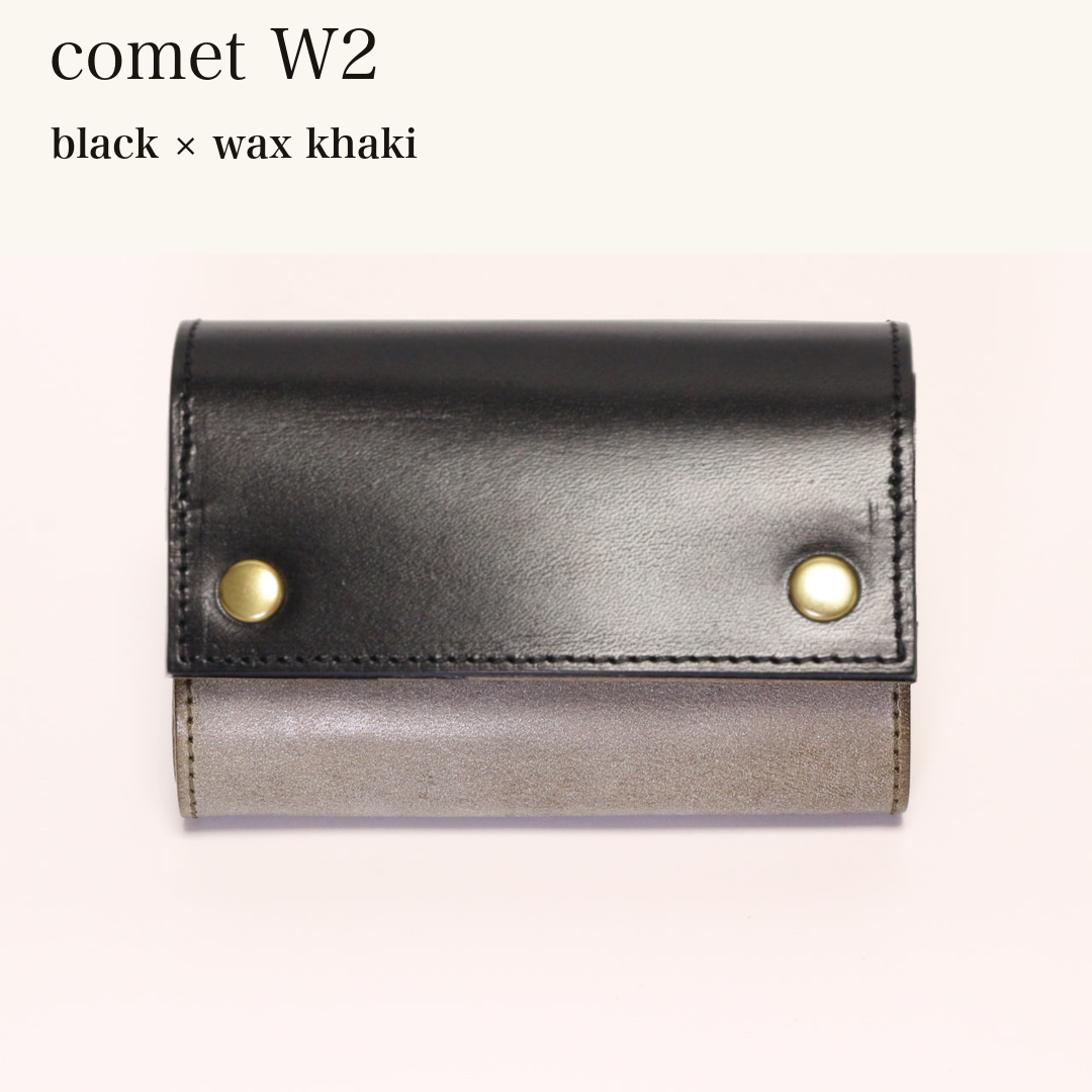 MINCHO-EN-2026-07-30|7826826592411|46753758806171|comet W2|black|wax khaki 本革財布・革小物 しぜんのしるし