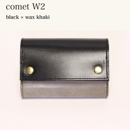 MINCHO-EN-2026-07-30|7826826592411|46753758806171|comet W2|black|wax khaki 本革財布・革小物 しぜんのしるし