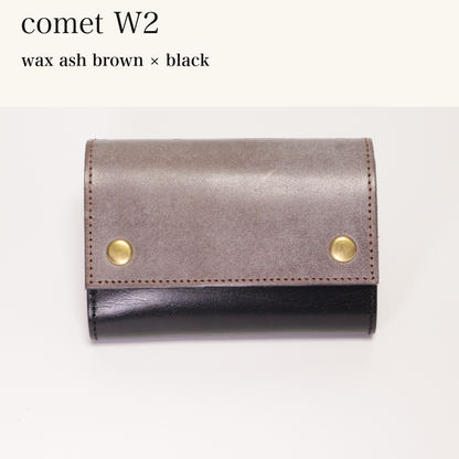 MINCHO-EN-2026-07-30|7826826592411|46753760149659|comet W2|wax ash brown|black 本革財布・革小物 しぜんのしるし