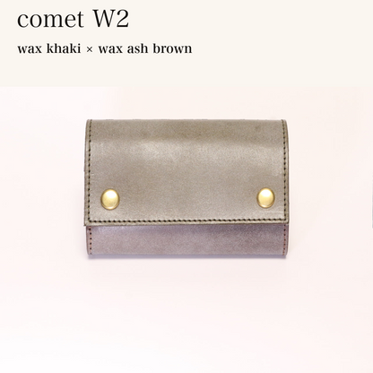 MINCHO-EN-2026-07-30|7826826592411|46753760608411|comet W2|wax khaki|wax ash brown 本革財布・革小物 しぜんのしるし