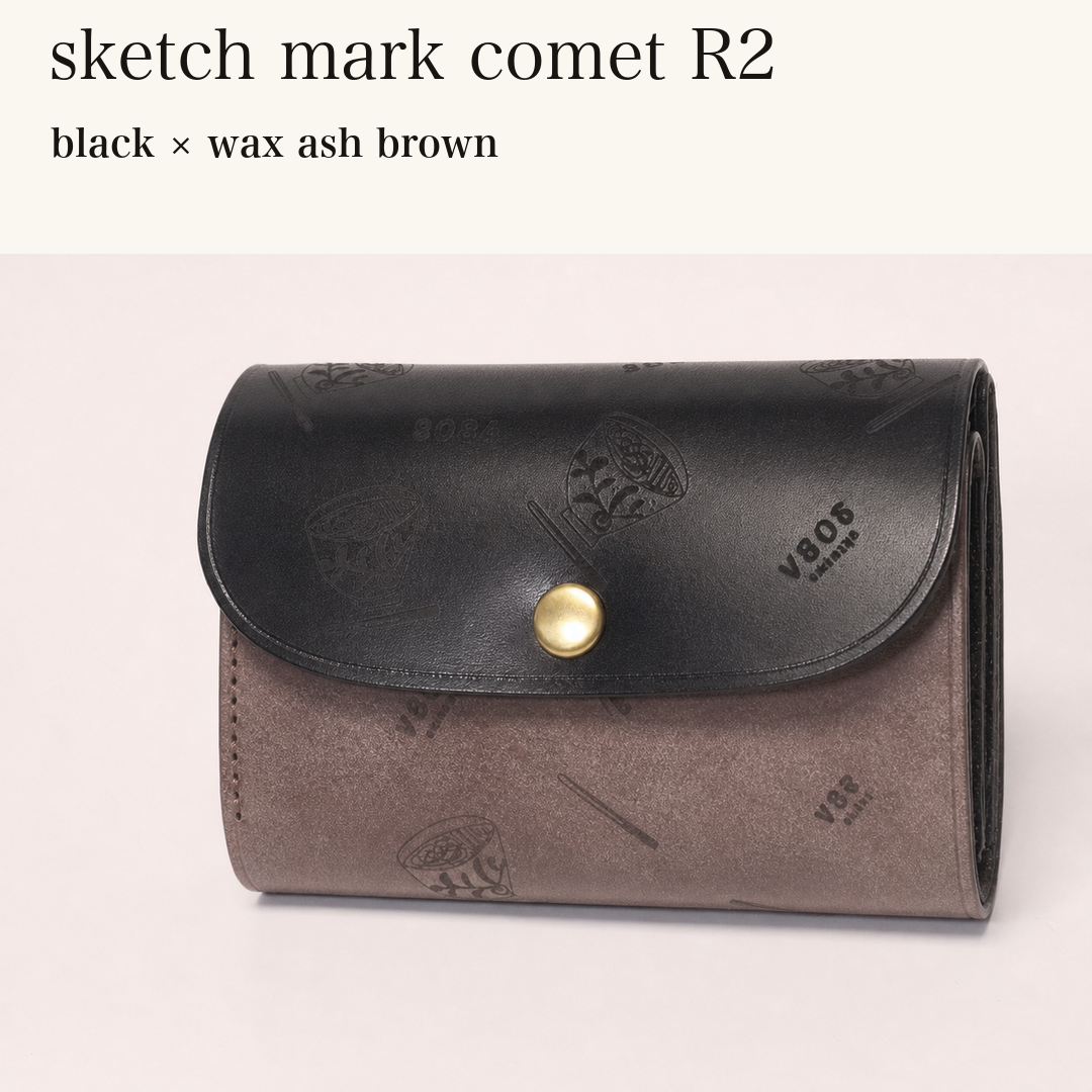 MINCHO-EN-2026-07-30|8511900418203|46753765097627|sketch mark comet R2|black|wax ash brown 本革財布・革小物 しぜんのしるし