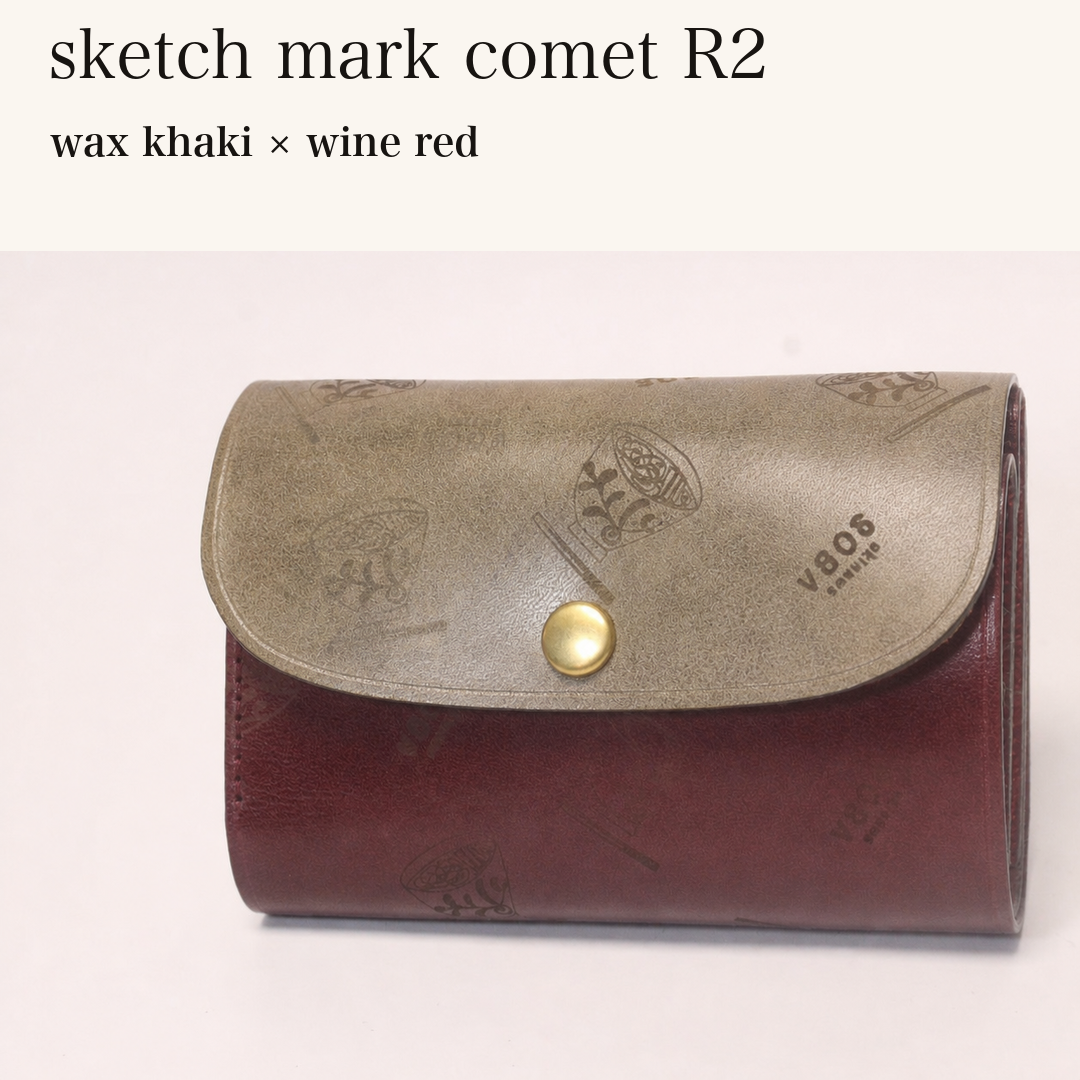 MINCHO-EN-2026-07-30|8511900418203|46753766768795|sketch mark comet R2|wax khaki|wine red 本革財布・革小物 しぜんのしるし