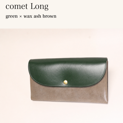 MINCHO-EN-2026-07-30|7330991997083|48377281904795|comet Long|green|wax ash brown 本革財布・革小物 しぜんのしるし