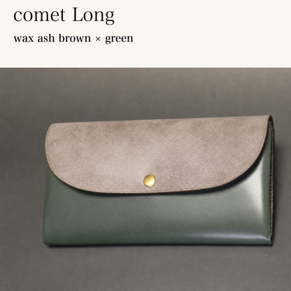 MINCHO-EN-2026-07-30|7330991997083|48377282134171|comet Long|wax ash brown|green 本革財布・革小物 しぜんのしるし