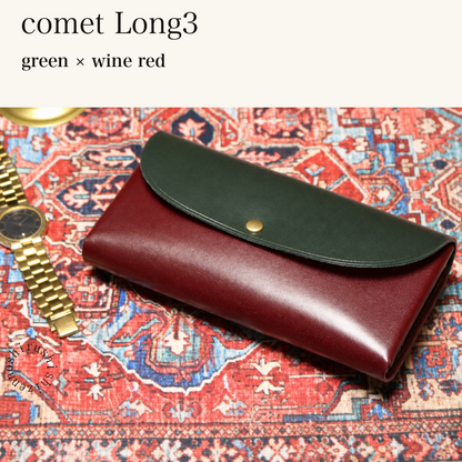 MINCHO-EN-2026-07-30|7674101334171|48377284395163|comet Long3|green|wine red 本革財布・革小物 しぜんのしるし