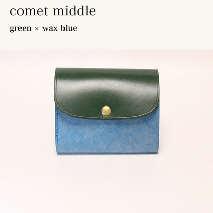 MINCHO-EN-2026-07-30|8438069461147|48377287770267|comet middle|green|wax blue 本革財布・革小物 しぜんのしるし