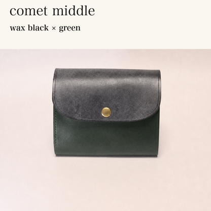 MINCHO-EN-2026-07-30|8438069461147|48377287934107|comet middle|wax black|green 本革財布・革小物 しぜんのしるし