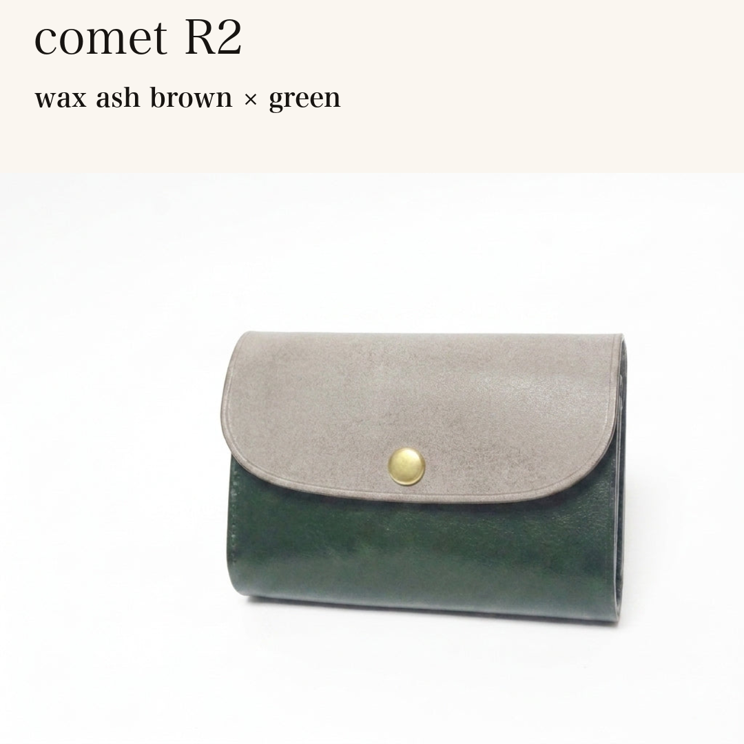 BICOLOR-MINCHO-EN-2026-07-30|7220004880539|48377289506971|comet R2|wax ash brown|green 本革財布・革小物 しぜんのしるし