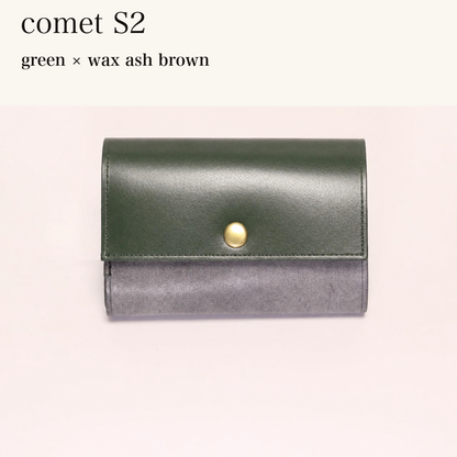 MINCHO-EN-2026-07-30|7828211073179|48377291309211|comet S2|green|wax ash brown 本革財布・革小物 しぜんのしるし