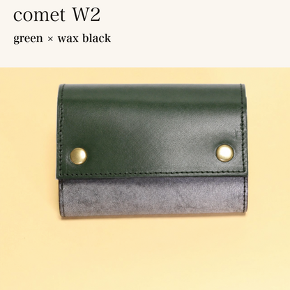 MINCHO-EN-2026-07-30|7826826592411|48377291800731|comet W2|green|wax black 本革財布・革小物 しぜんのしるし