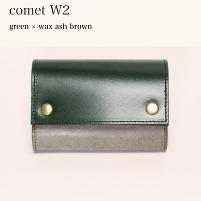 MINCHO-EN-2026-07-30|7826826592411|48377291833499|comet W2|green|wax ash brown 本革財布・革小物 しぜんのしるし