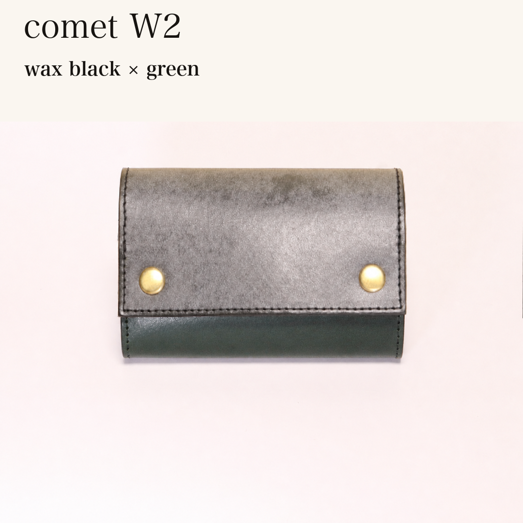 MINCHO-EN-2026-07-30|7826826592411|48377292030107|comet W2|wax black|green 本革財布・革小物 しぜんのしるし