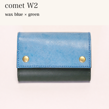 MINCHO-EN-2026-07-30|7826826592411|48377292095643|comet W2|wax blue|green 本革財布・革小物 しぜんのしるし