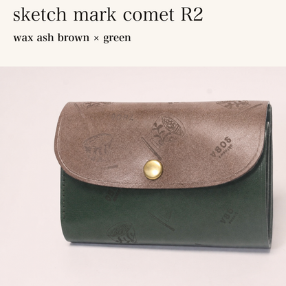 MINCHO-EN-2026-07-30|8511900418203|48377292554395|sketch mark comet R2|wax ash brown|green 本革財布・革小物 しぜんのしるし