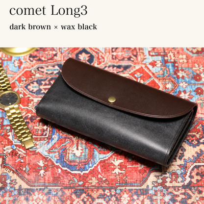 MINCHO-EN-2026-07-30|7674101334171|48834463727771|comet Long3|dark brown|wax black 本革財布・革小物 しぜんのしるし