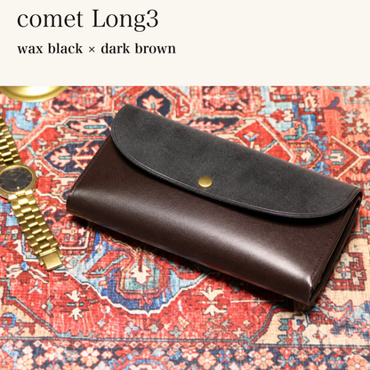 MINCHO-EN-2026-07-30|7674101334171|48834463957147|comet Long3|wax black|dark brown 本革財布・革小物 しぜんのしるし
