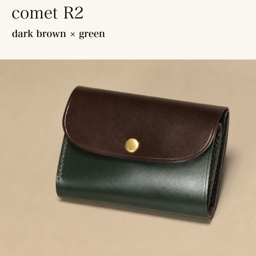 BICOLOR-MINCHO-EN-2026-07-30|7220004880539|48834466578587|comet R2|dark brown|green 本革財布・革小物 しぜんのしるし
