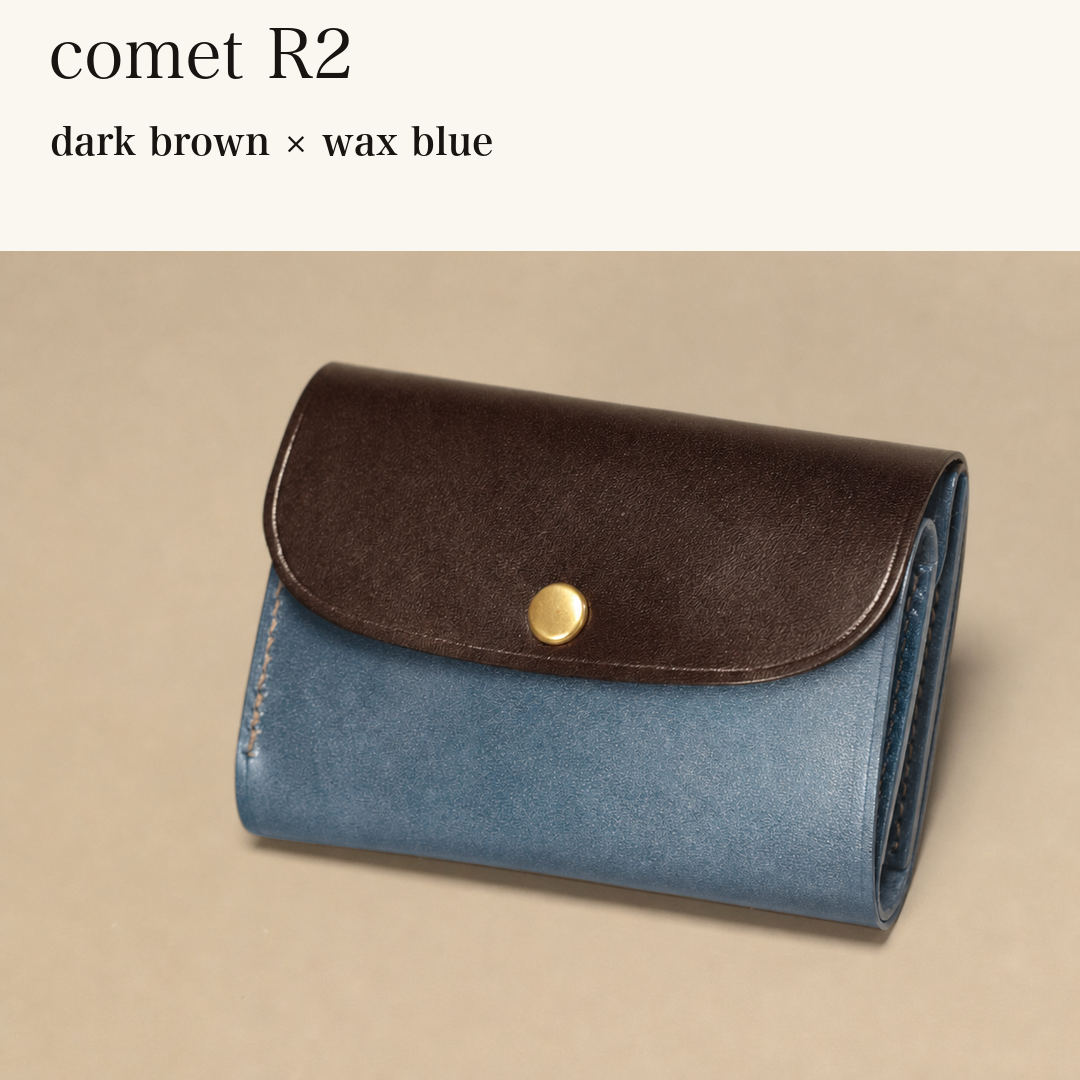 BICOLOR-MINCHO-EN-2026-07-30|7220004880539|48834466644123|comet R2|dark brown|wax blue 本革財布・革小物 しぜんのしるし